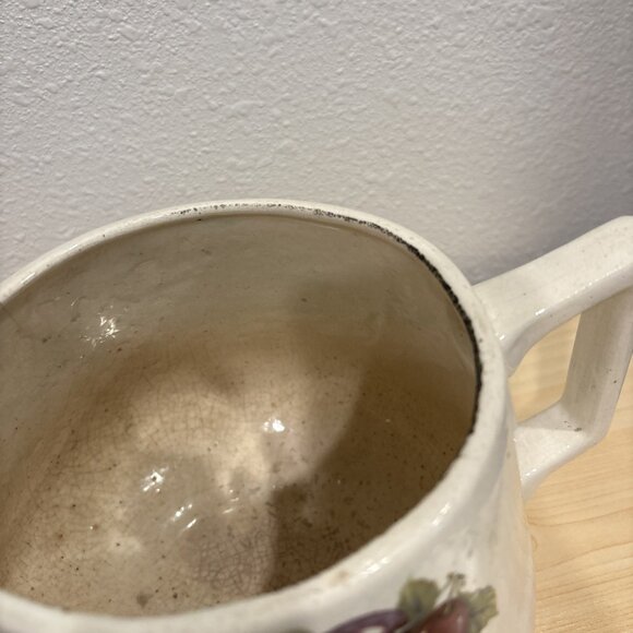 Vintage McCoy Pottery Pitcher Autumn Leaves Grape Fruit Nut Crazing Farmhouse - Picture 6 of 12